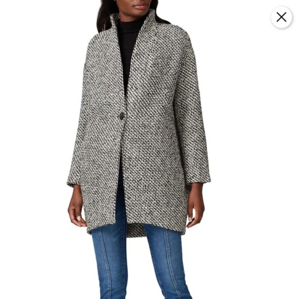 BlankNYC Black & White Tweed Heavy Warm Fully Lined Car Coat sz XS